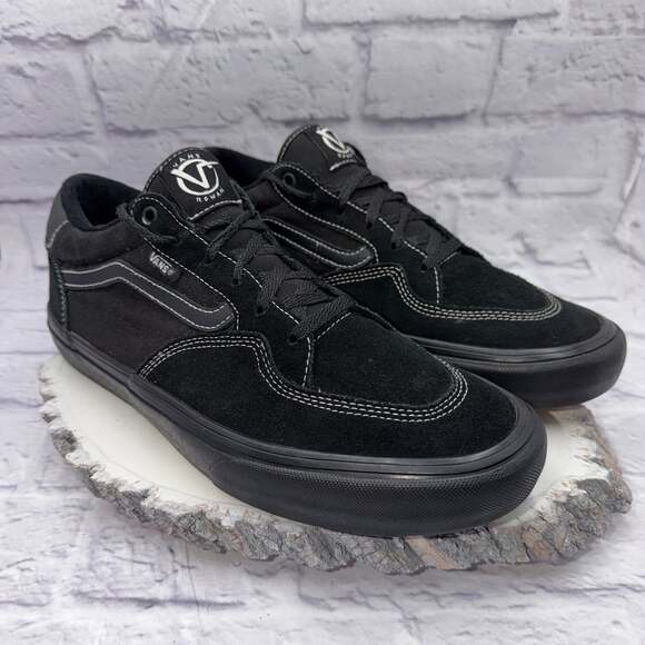 VANS Other - Vans Rowan Nubuck Mens Size 12 Black w/White Stitching Skate Shoes Sneakers